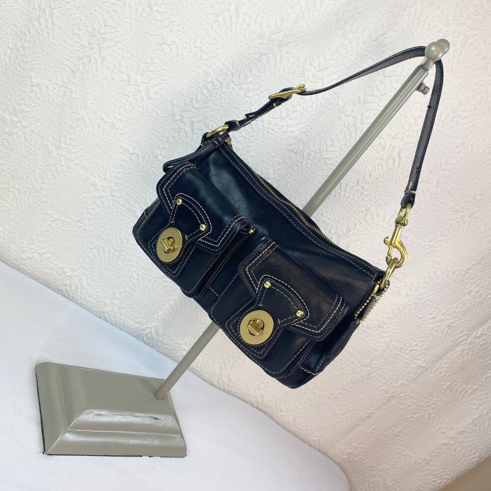 Evelyn 🖤 | Coach Legacy Turnlock Leather Shoulder Bag | Black | F12868